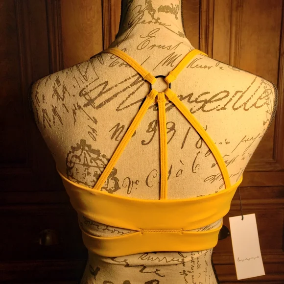 REVOLVE Lovewave Brittany Criss-cross Sports Bra Yellow Various Sizes New - Picture 5 of 15